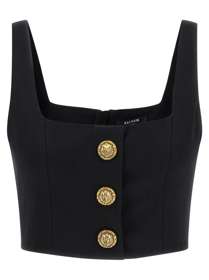 Button top Black Virgin Wool Tops