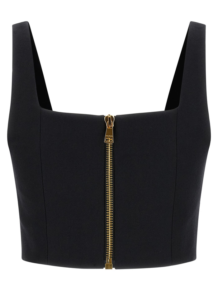 Button top Black Virgin Wool Tops