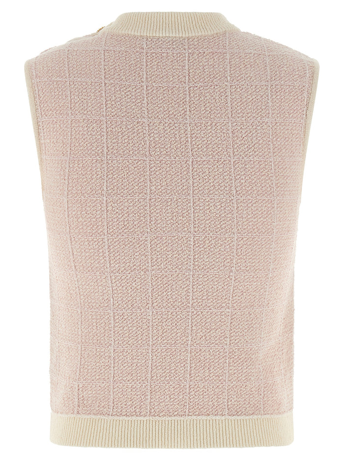 Testa di leone tweed vest Pink Tops