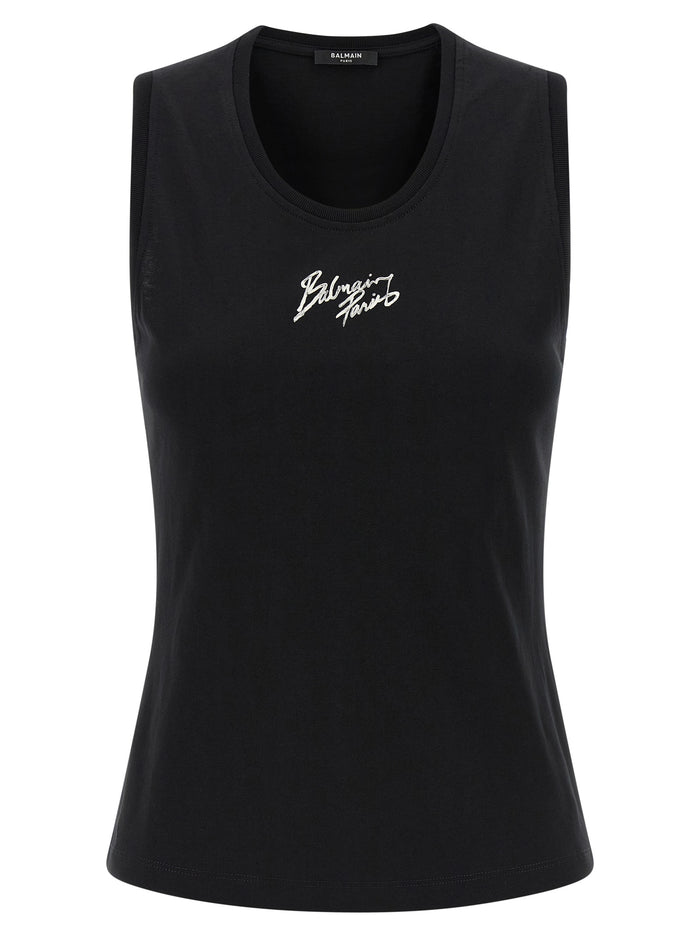 Balmain Paris print top Black Cotton Tops