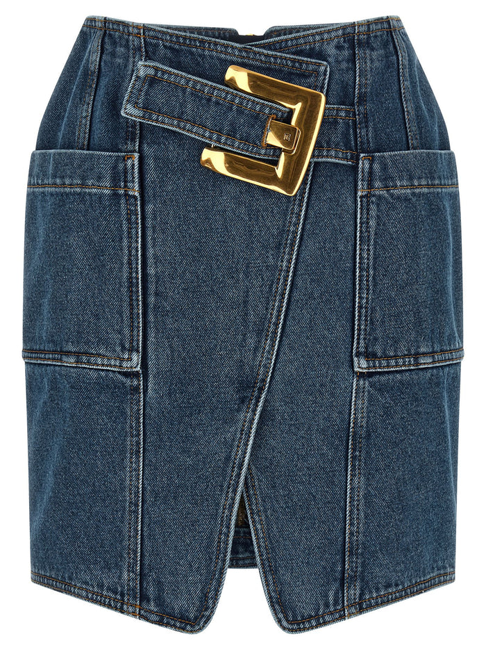 Belted skirt Blue Cotton