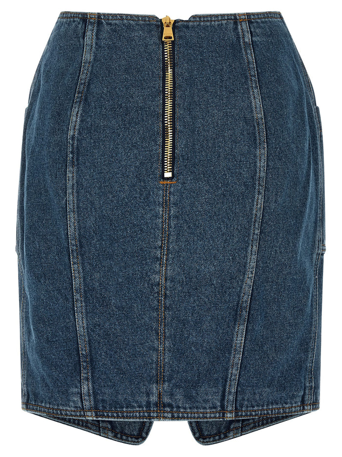 Belted skirt Blue Cotton