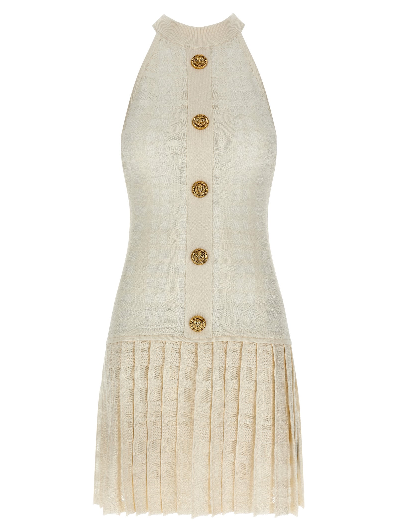 Tartan knit dress White