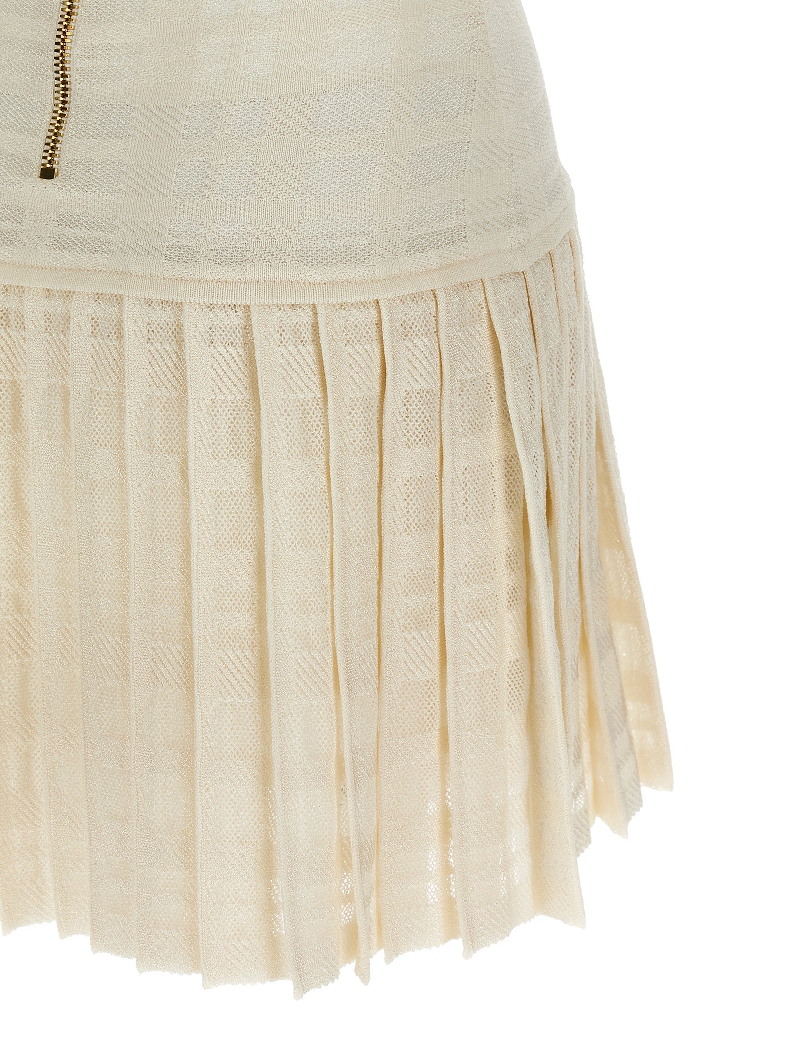 Tartan knit dress White