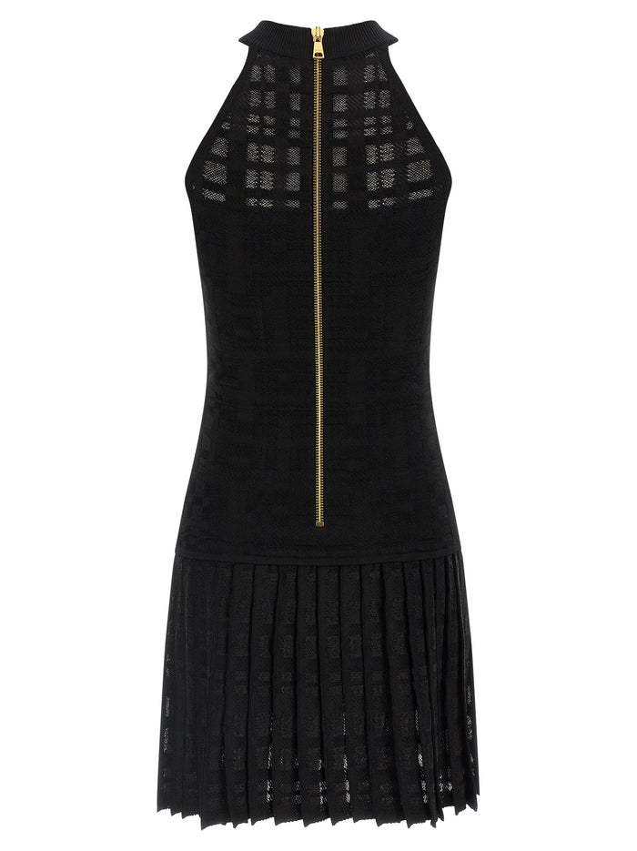 Tartan knit dress Black