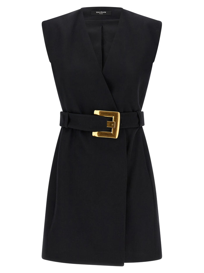 Wrap dress Black Virgin Wool