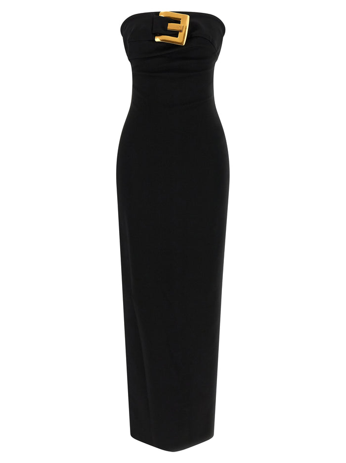 Belt dress Black Viscose Polyamide Elastane