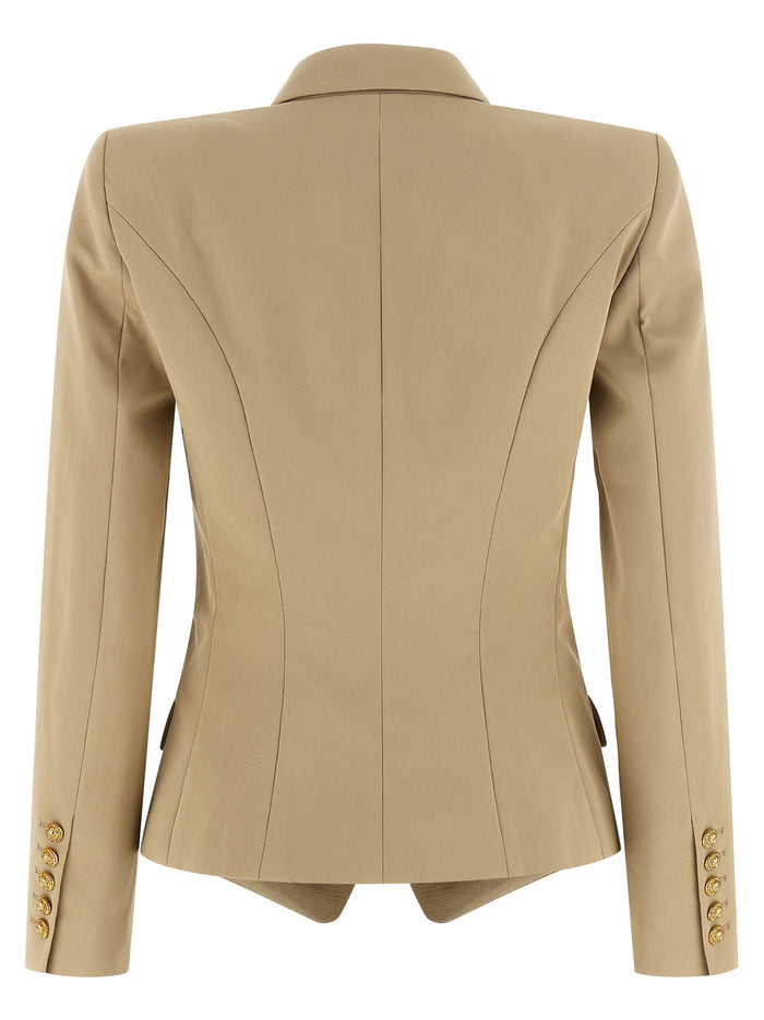 Double-breasted blazer Beige Cotton Blazer, Suits