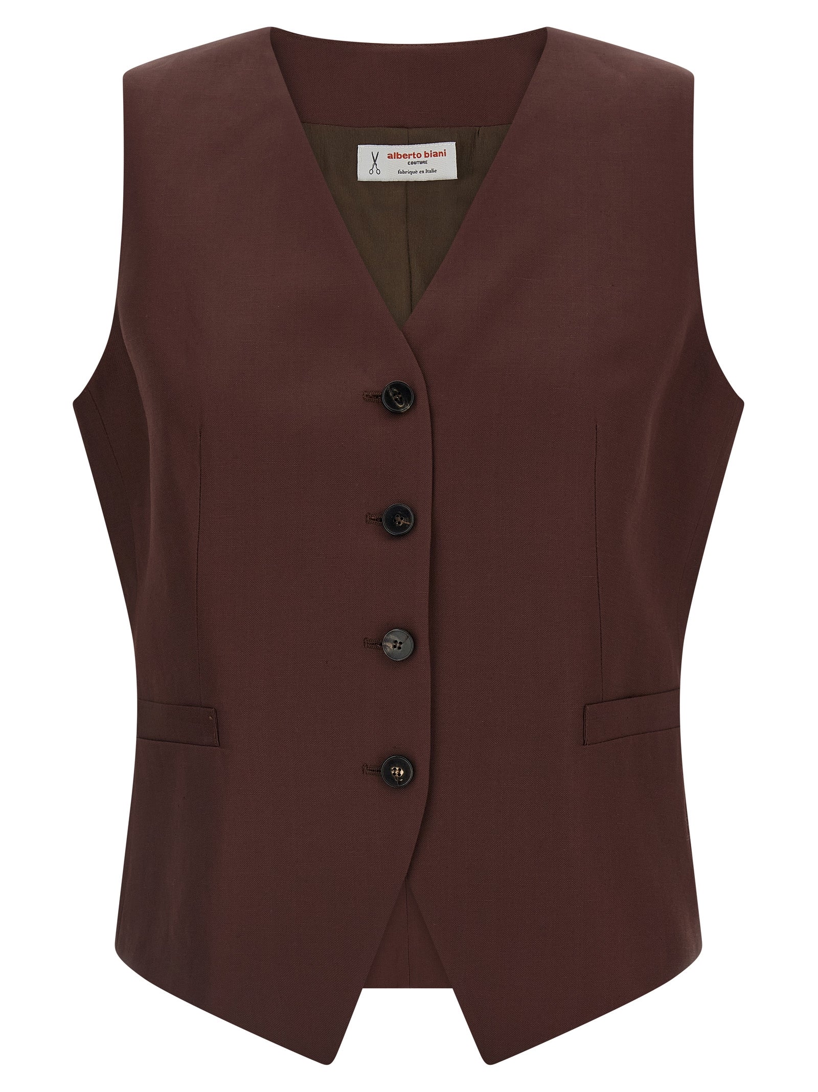 Viscose and linen vest Brown Gilet