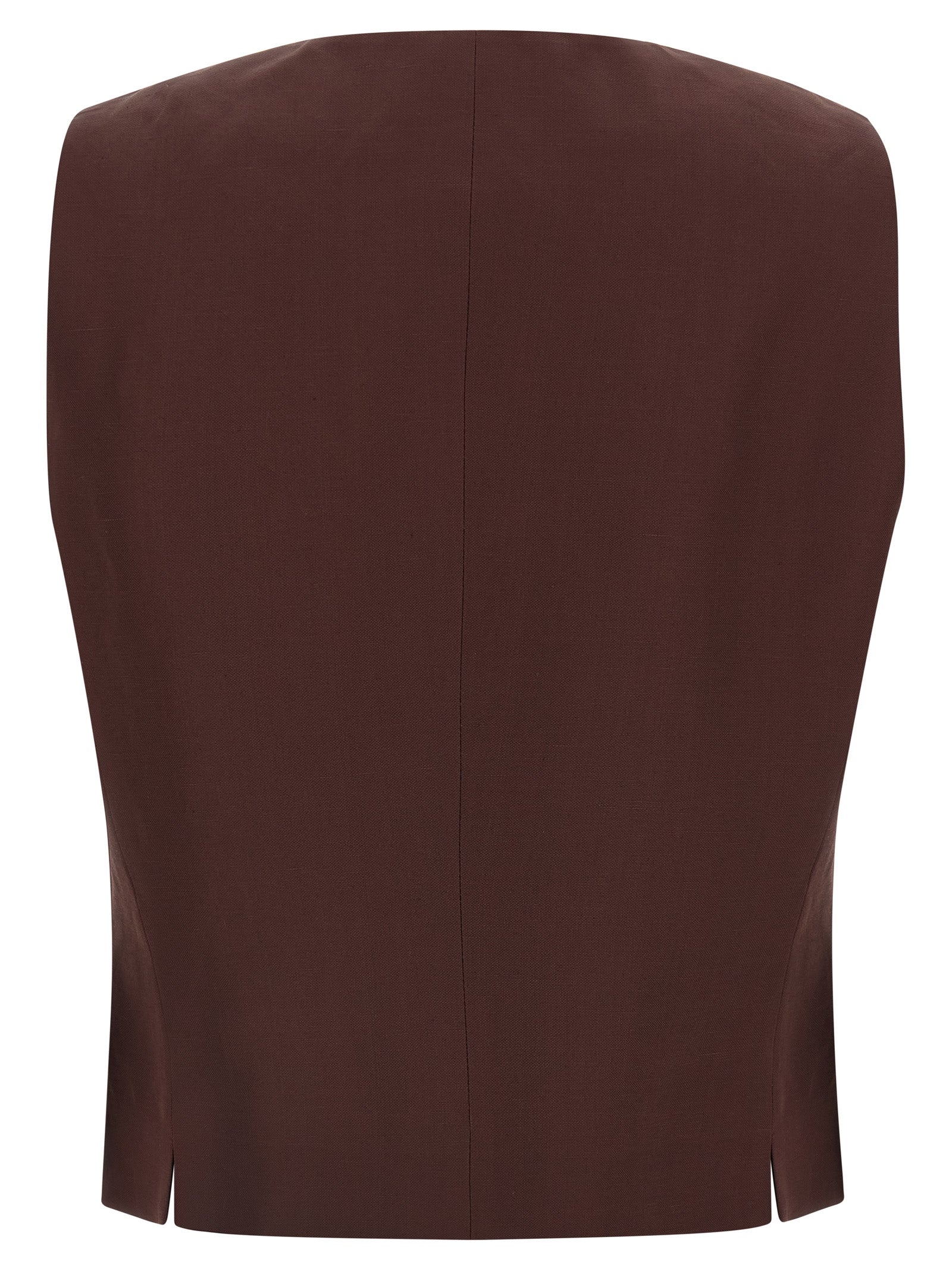 Viscose and linen vest Brown Gilet