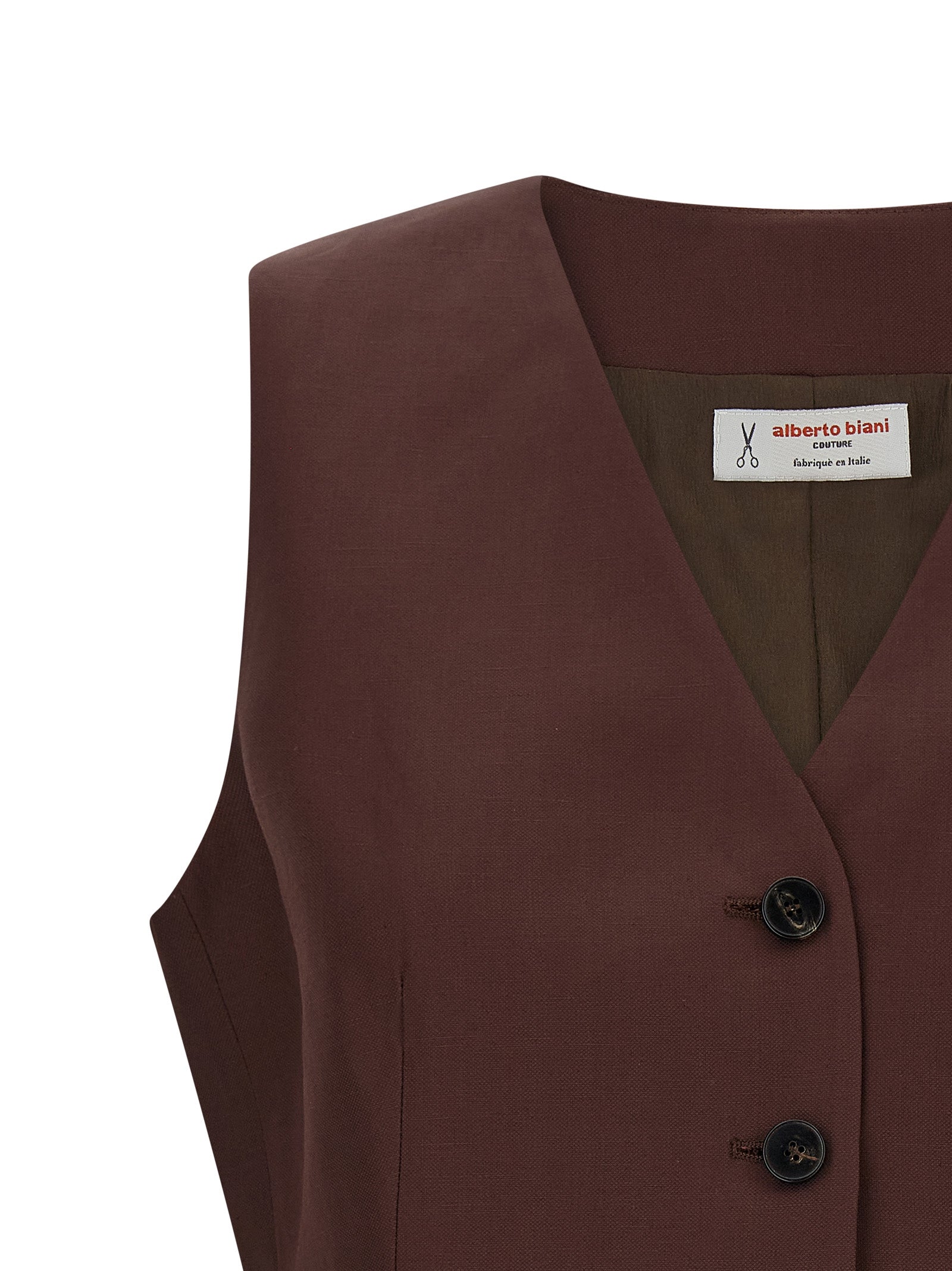 Viscose and linen vest Brown Gilet