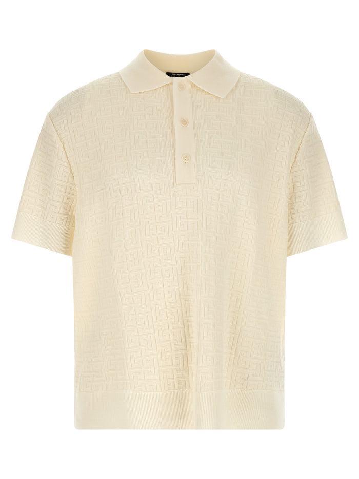 Monogram jacquard polo shirt White