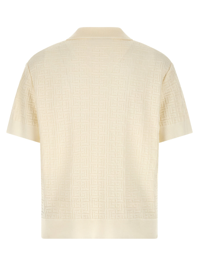 Monogram jacquard polo shirt White