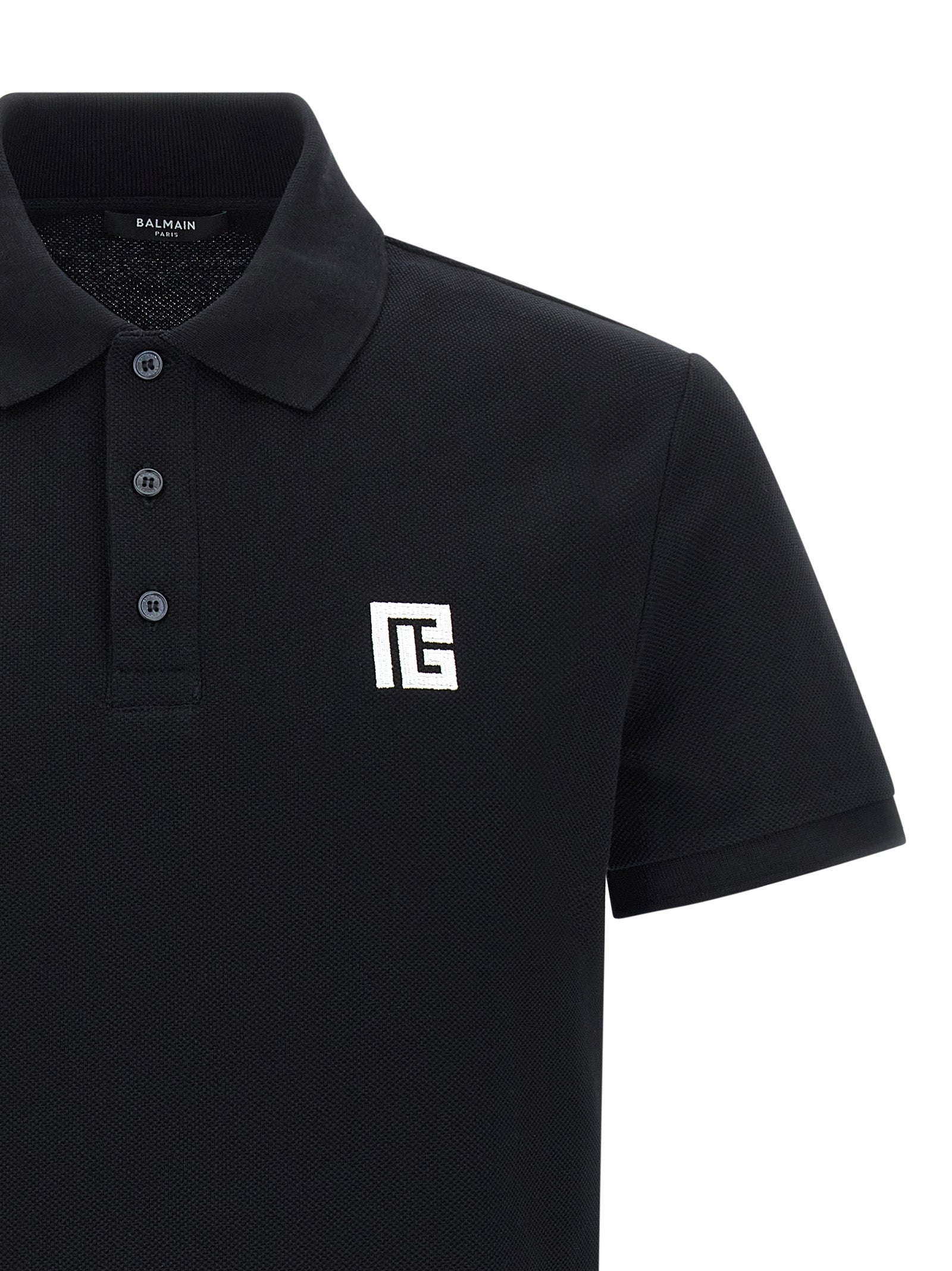 Embroidery polo shirt White/black Cotton