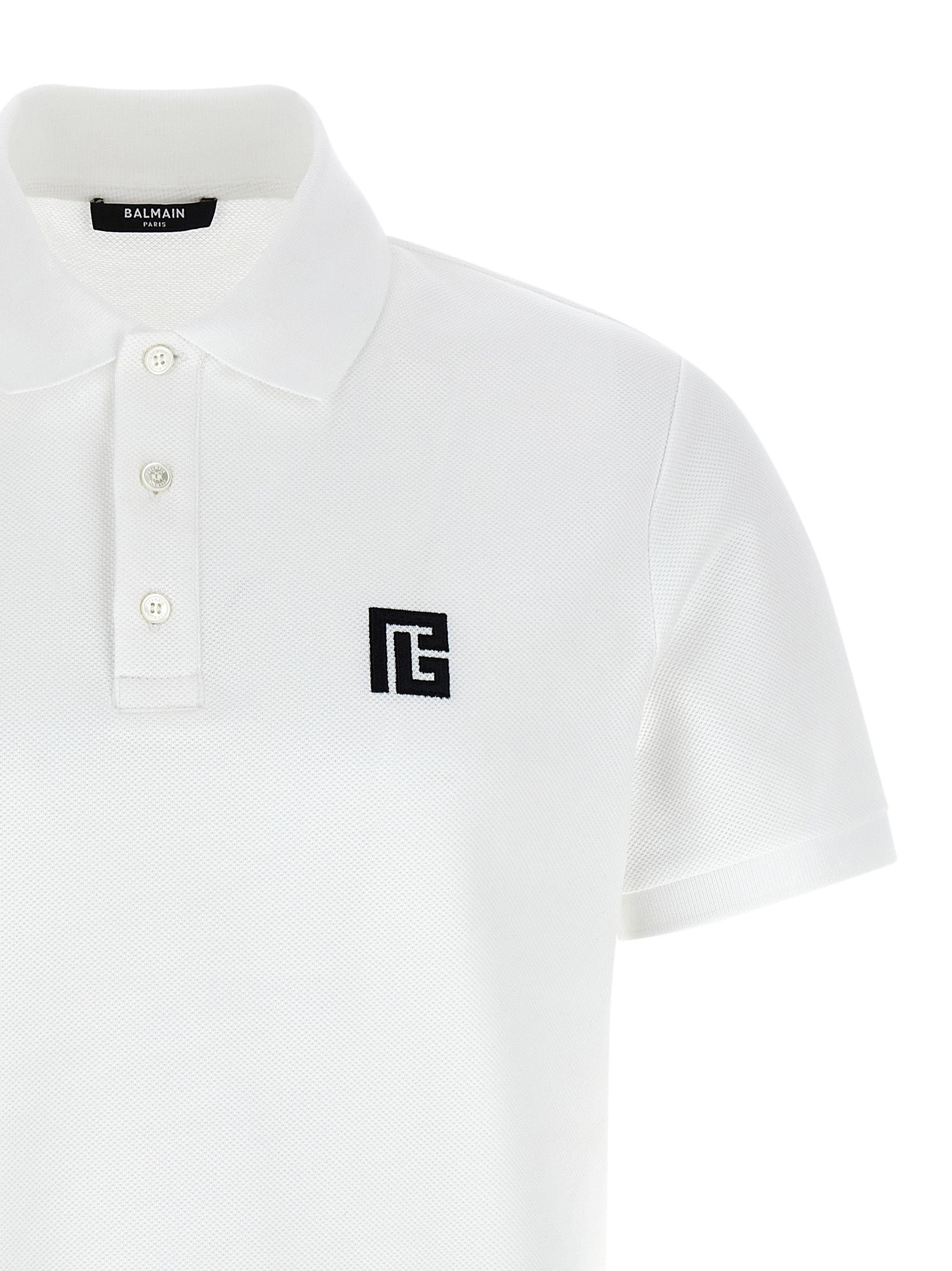 Embroidery polo shirt White/black Cotton