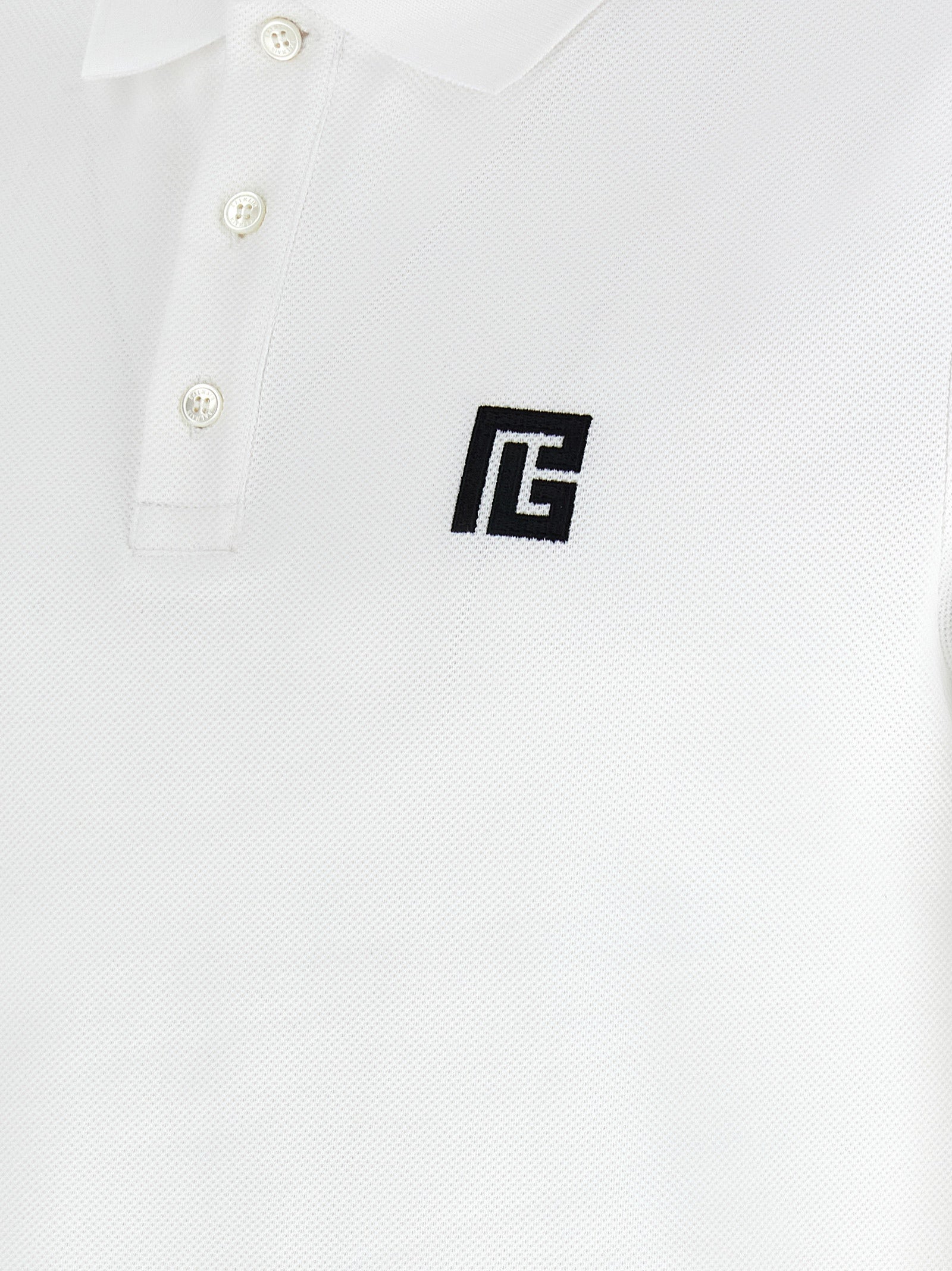 Embroidery polo shirt White/black Cotton