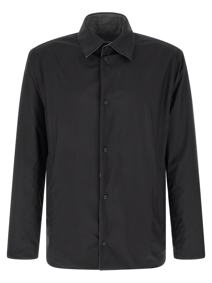 Reversible overshirt Gray Polyester Wool Elastane Down Jacket, Parka, Casual Jackets