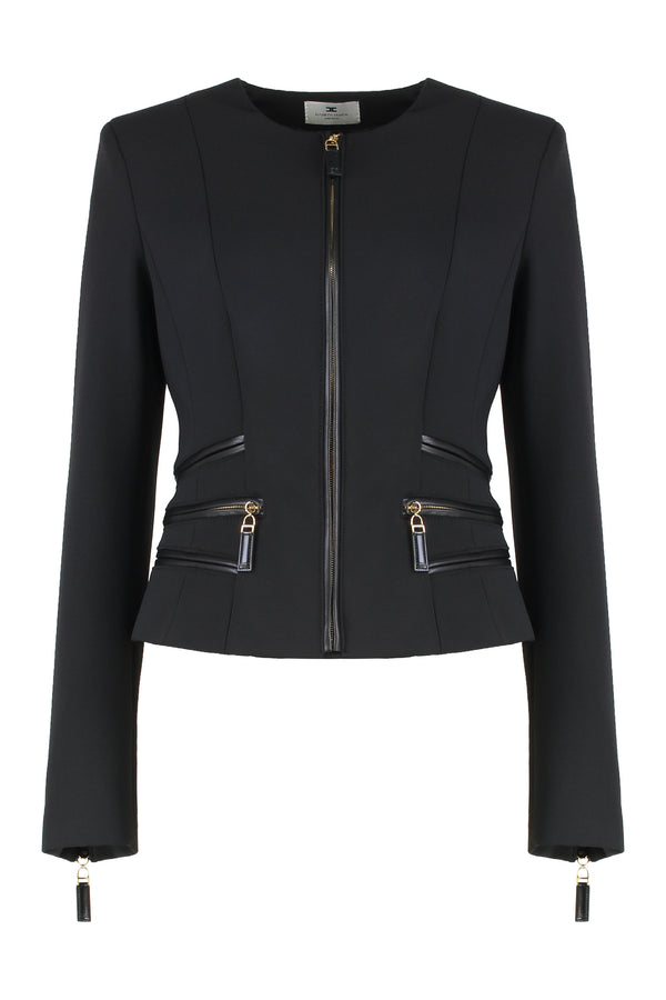 Jacket Double Crêpe With Zip Details Black Polyester