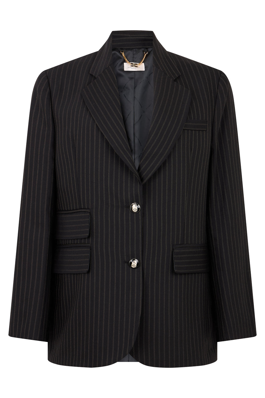 Jacket Striped Wool Black-Beige Black/beige Virgin