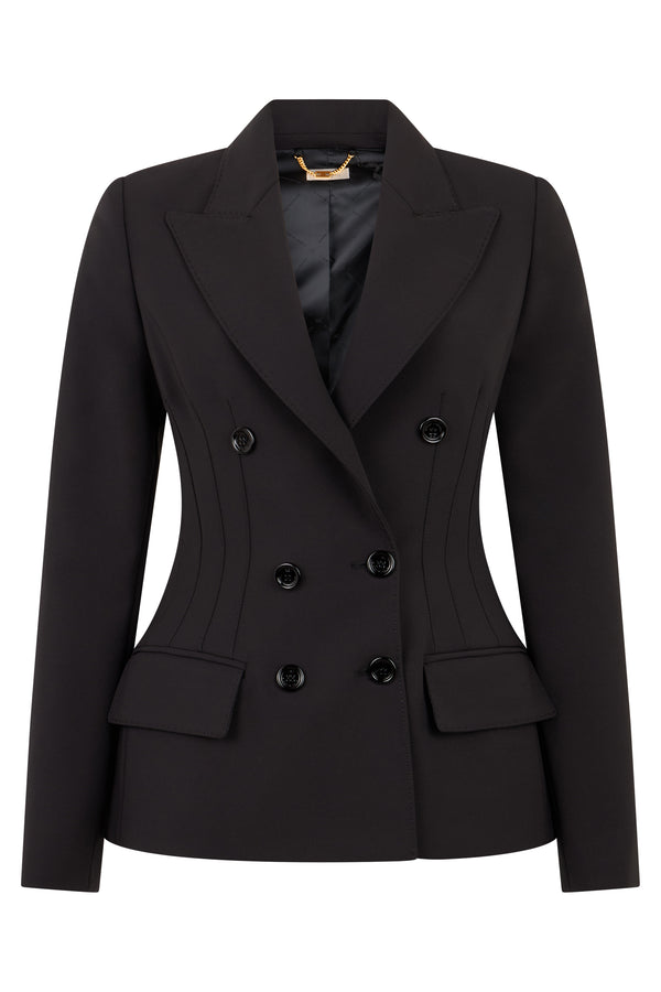 Jacket Double-Breasted Black Polyester