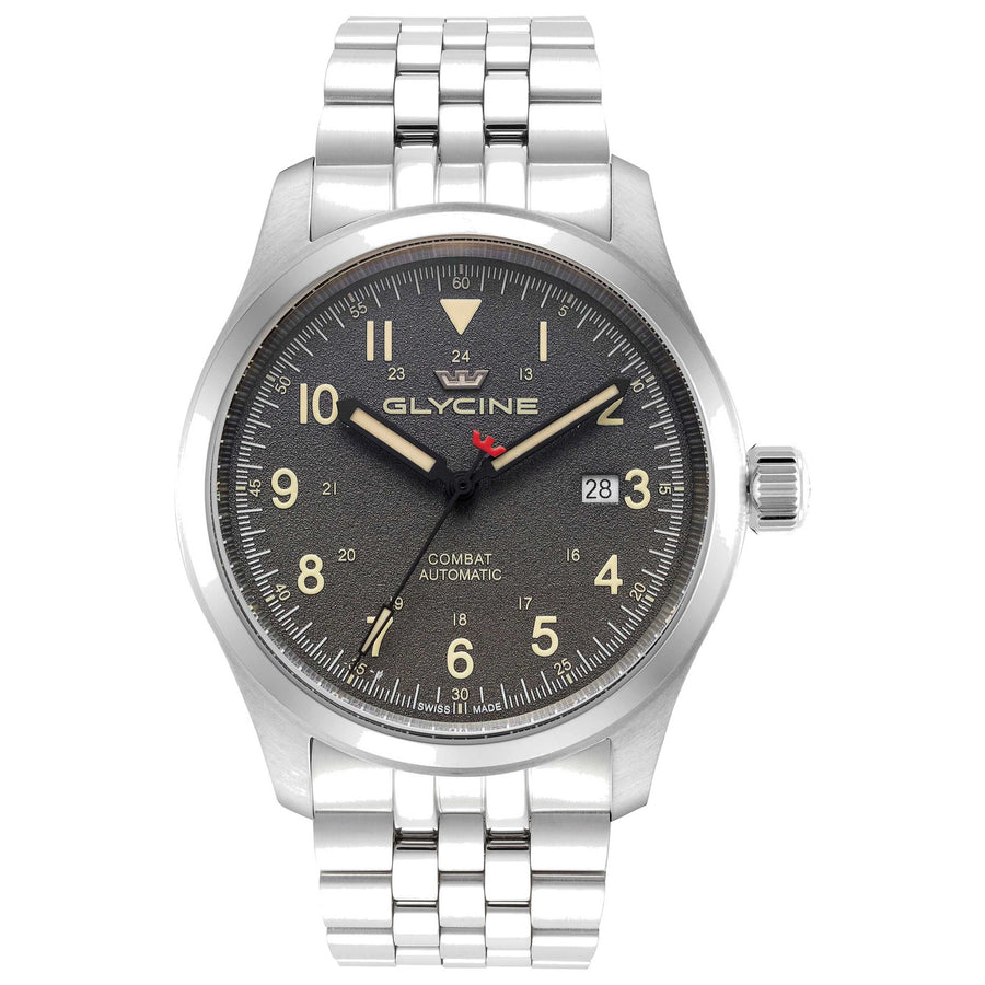 Glycine Mens Combat Field 42mm Automatic Stainless Steel Watch Gl0561 One Color Watches