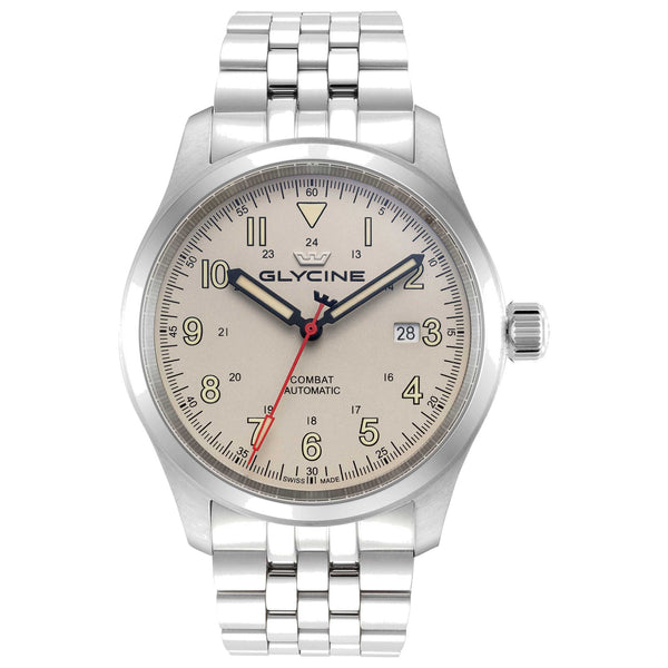 Glycine Mens Combat Field 42mm Automatic Stainless Steel Watch Gl0564 One Color Watches
