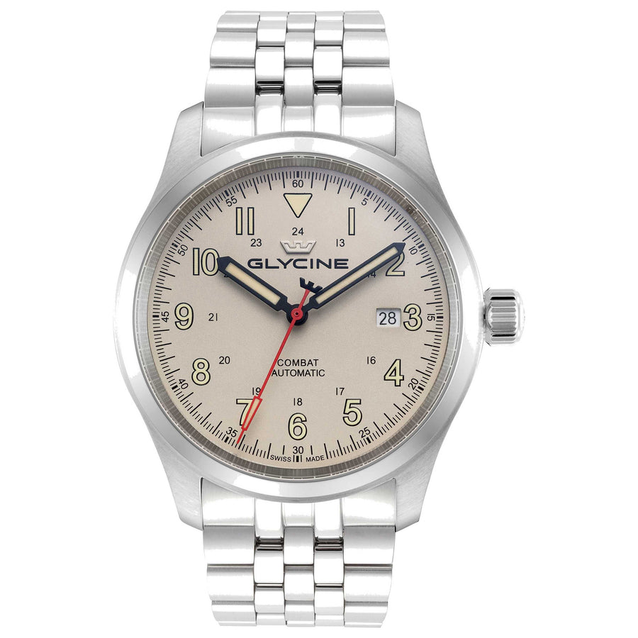 Glycine Mens Combat Field 42mm Automatic Stainless Steel Watch Gl0564 One Color Watches