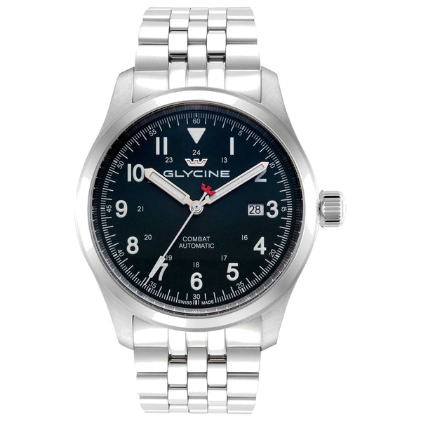 Glycine Mens Combat Field 42mm Automatic Stainless Steel Watch Gl0567 One Color Watches