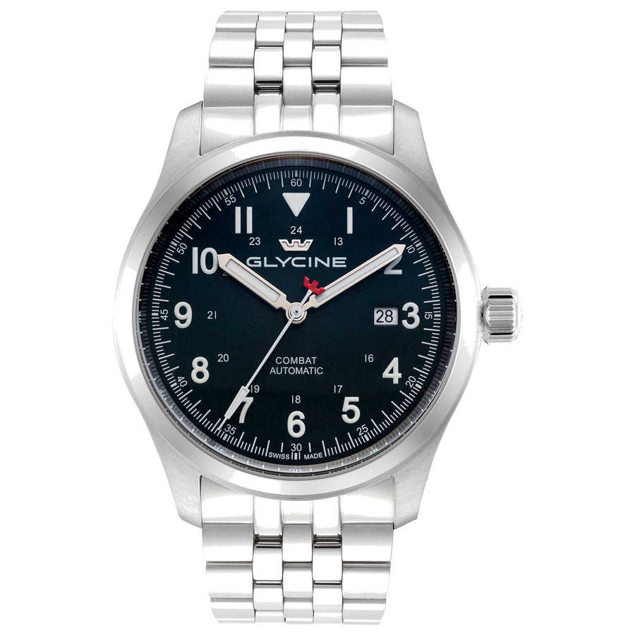Glycine Mens Combat Field 42mm Automatic Stainless Steel Watch Gl0567 One Color Watches