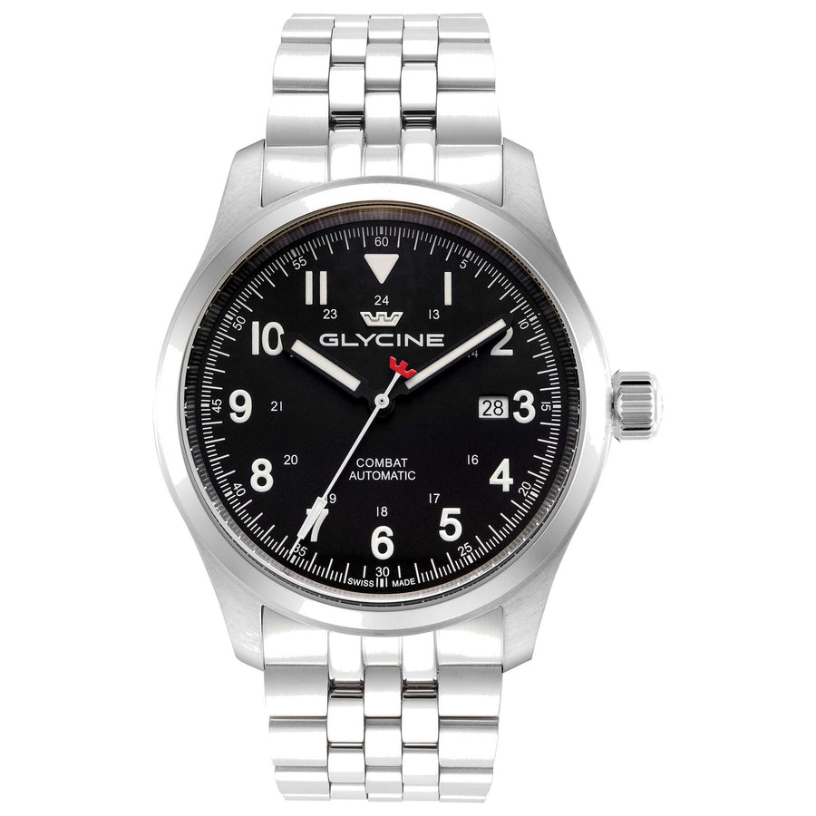 Glycine Mens Combat Field 40mm Automatic Stainless Steel Watch Gl0572 One Color Watches