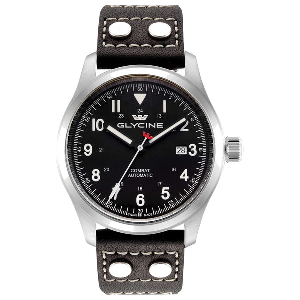 Glycine Mens Combat Field 40mm Automatic Leather Watch Gl0573 One Color Watches