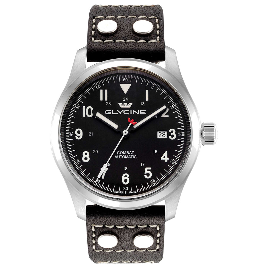 Glycine Mens Combat Field 40mm Automatic Leather Watch Gl0573 One Color Watches