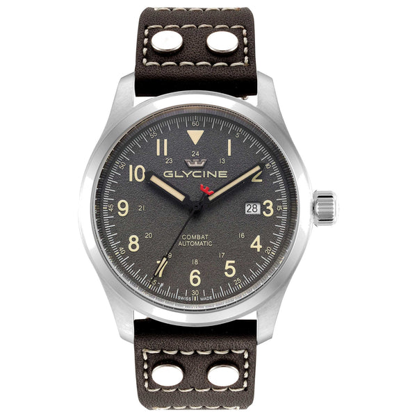 Glycine Mens Combat Field 40mm Automatic Leather Watch Gl0576 One Color Watches
