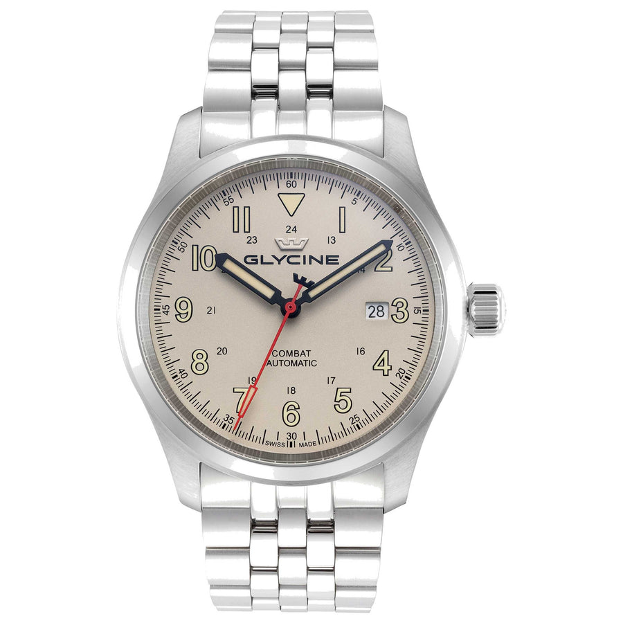 Glycine Mens Combat Field 40mm Automatic Stainless Steel Watch Gl0578 One Color Watches