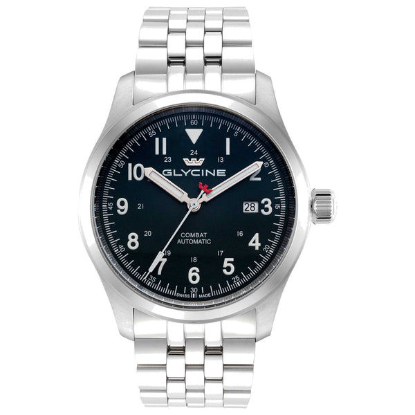 Glycine Mens Combat Field 40mm Automatic Stainless Steel Watch Gl0581 One Color Watches