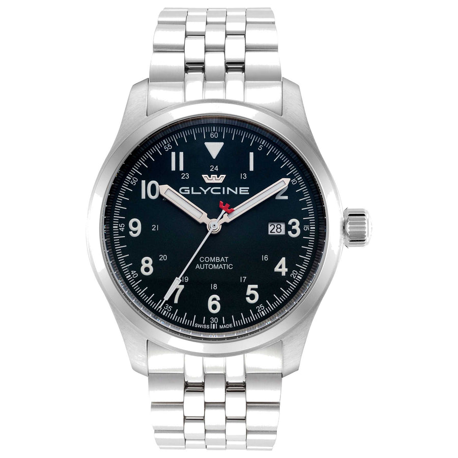 Glycine Mens Combat Field 40mm Automatic Stainless Steel Watch Gl0581 One Color Watches