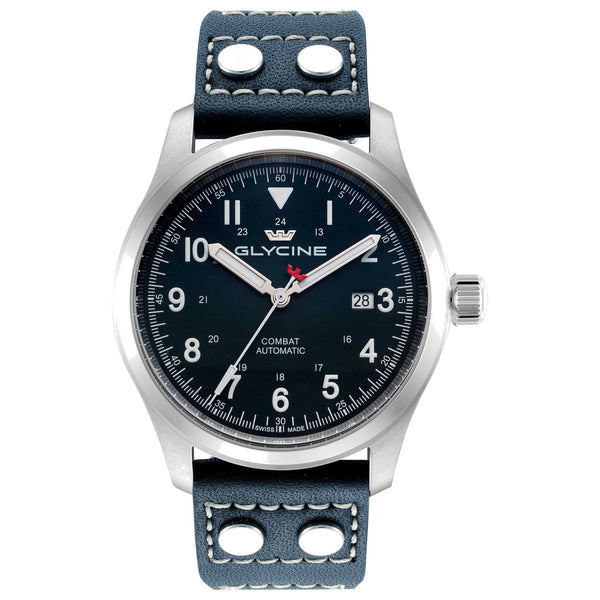 Glycine Mens Combat Field 40mm Automatic Leather Watch Gl0582 One Color Watches