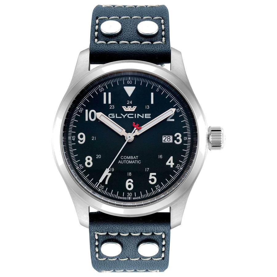 Glycine Mens Combat Field 40mm Automatic Leather Watch Gl0582 One Color Watches