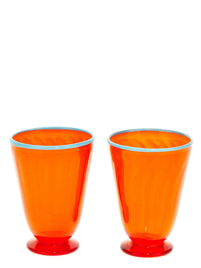 Rainbow 2 Cup Set Orange Glass Glasses And Bottles
