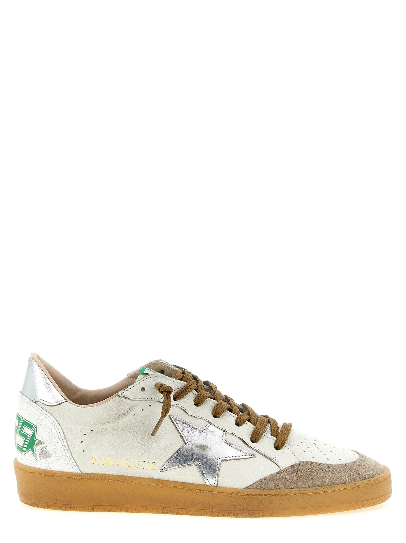 Ball Star Sneakers Silver Goat Leather Cow