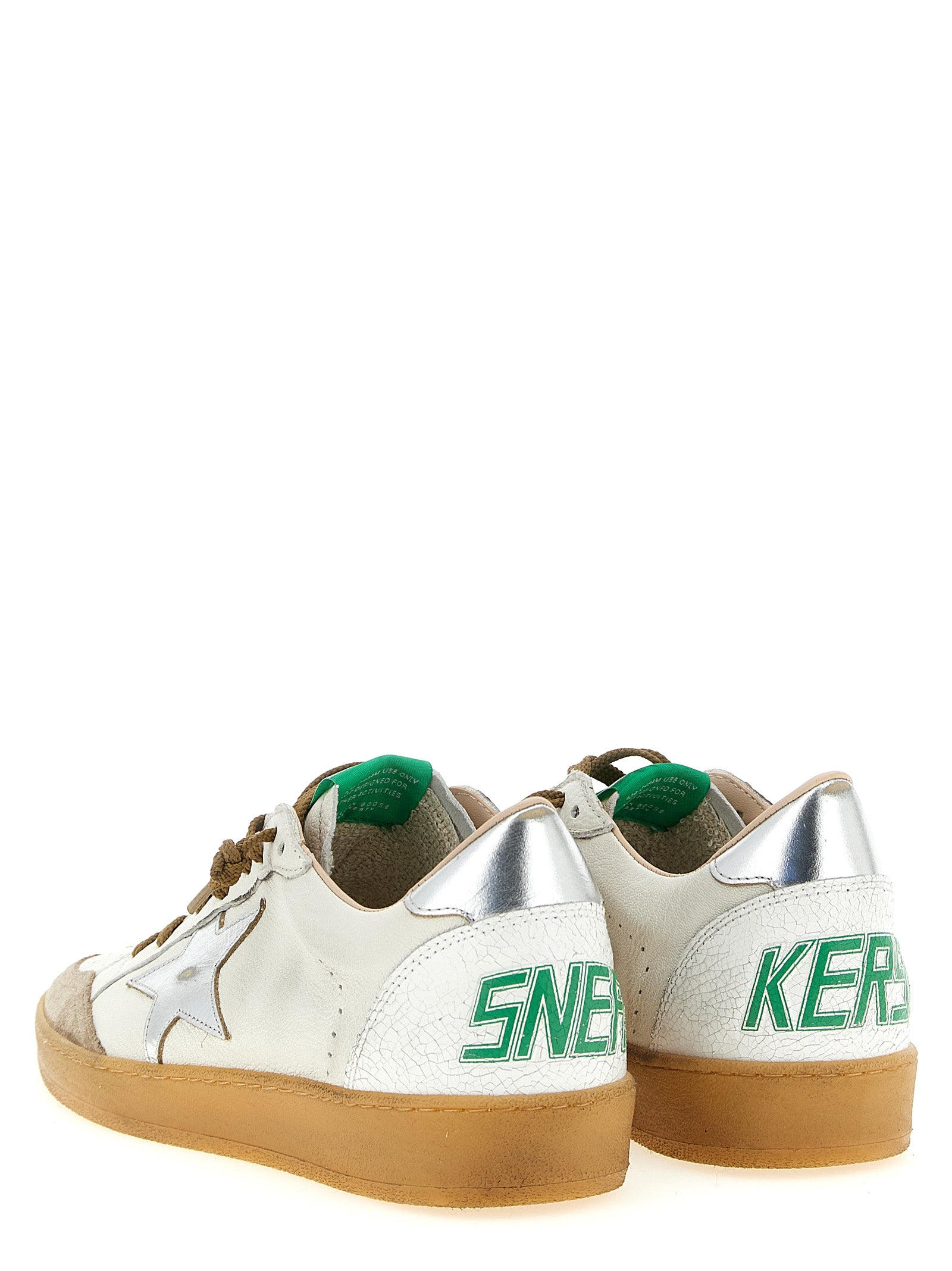 Ball Star Sneakers Silver Goat Leather Cow