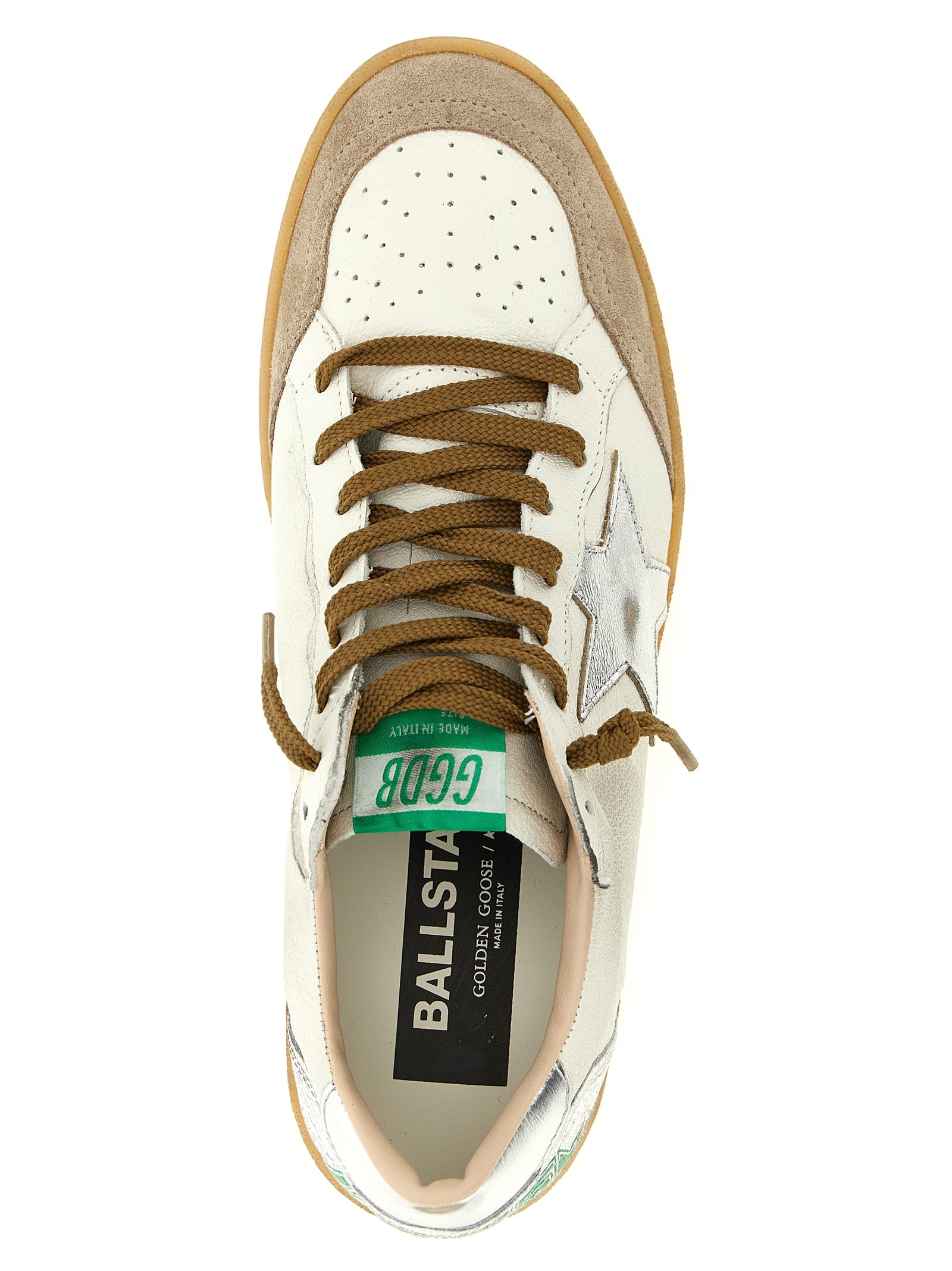 Ball Star Sneakers Silver Goat Leather Cow
