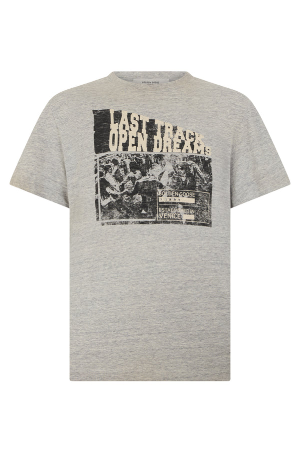 T-Shirt Vintage Print Heather Grey Cotton T-shirts
