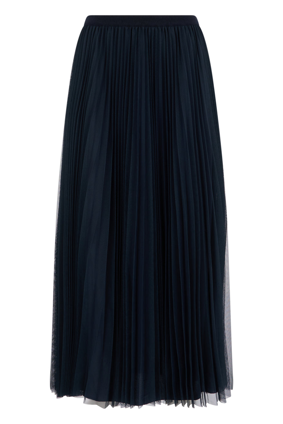Long Pleated Skirt Midnight Blue Polyester