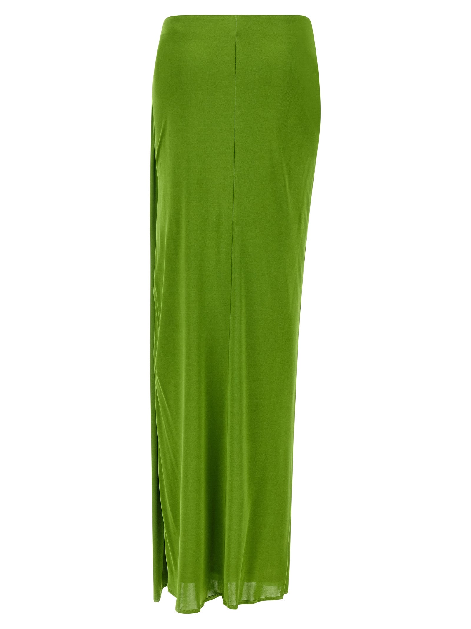 Shiny viscose skirt Green