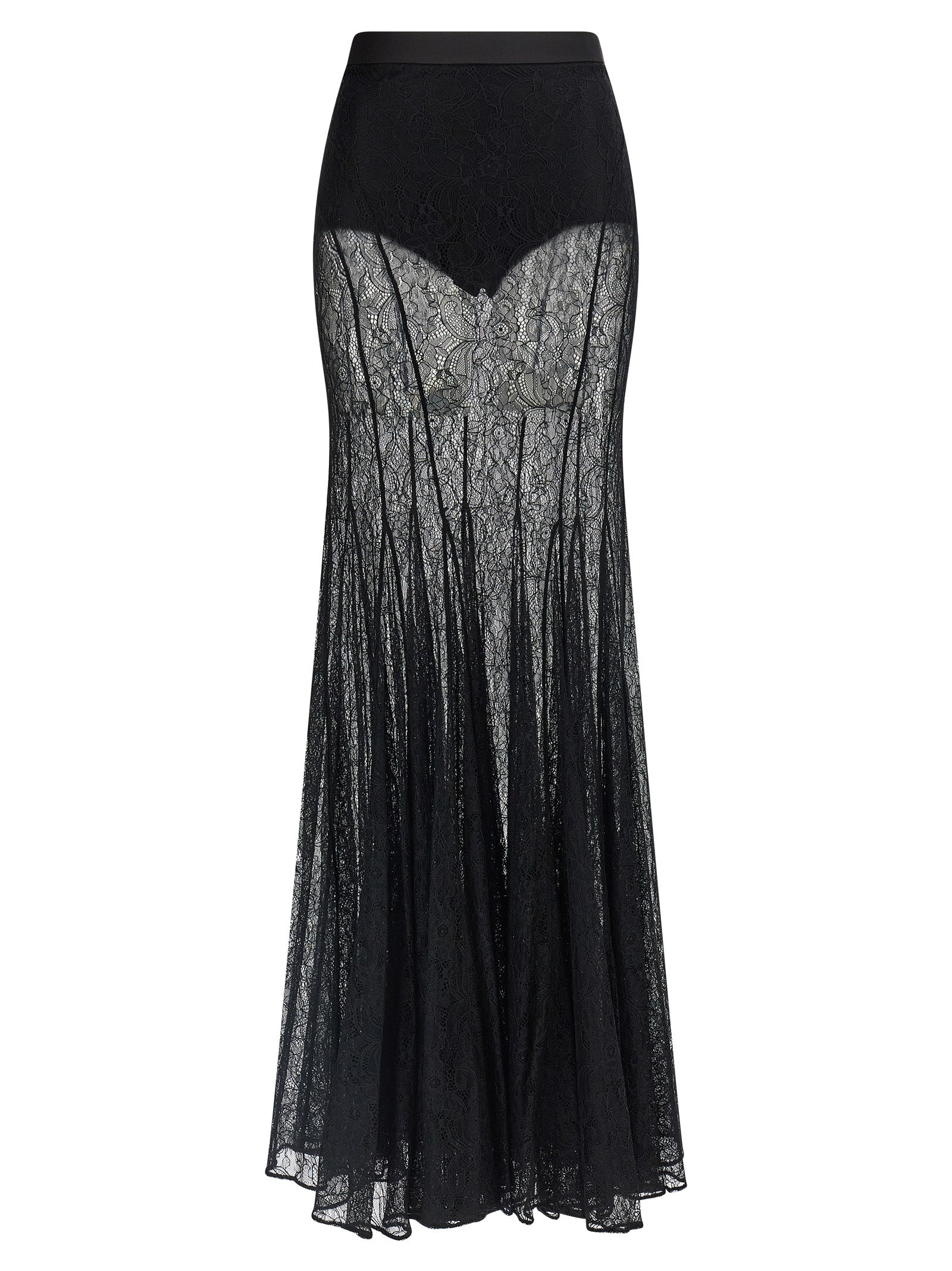 Lace long skirt Black Polyamide