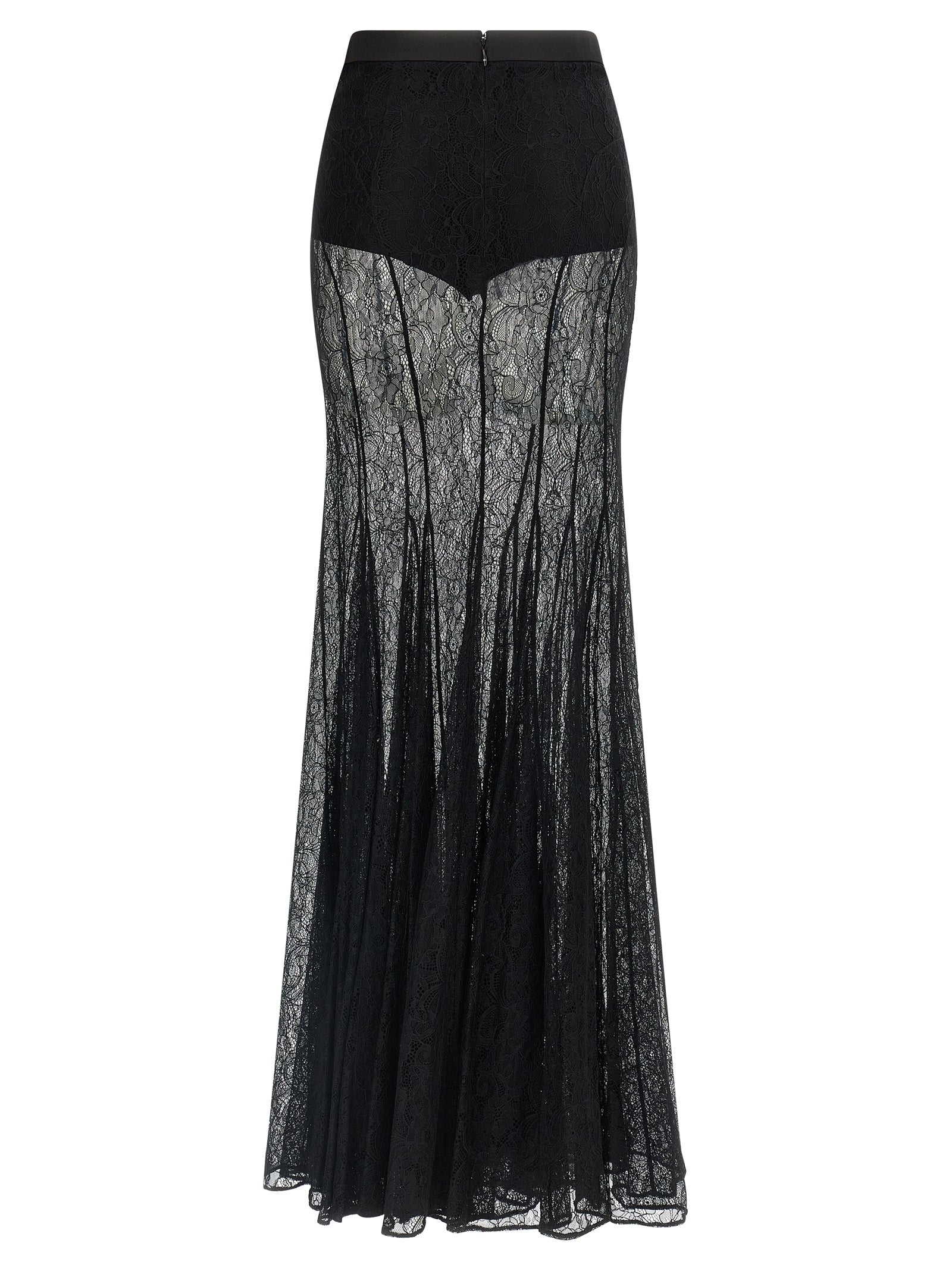 Lace long skirt Black Polyamide