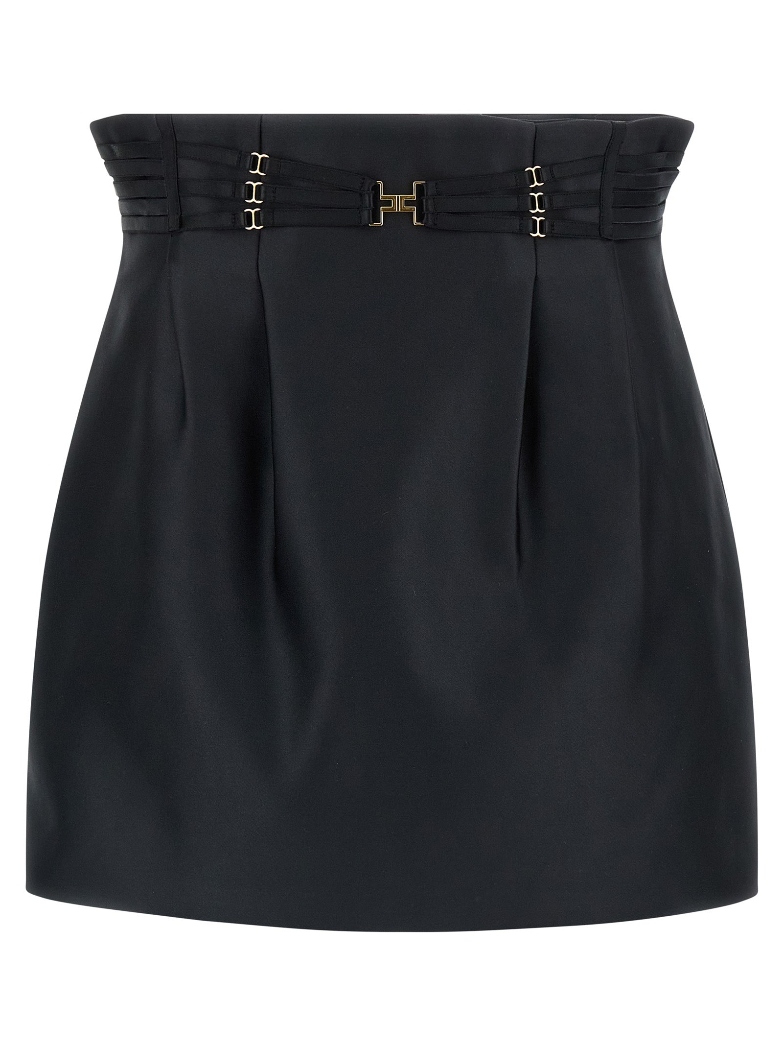 Mini Strap Skirt Black Polyester