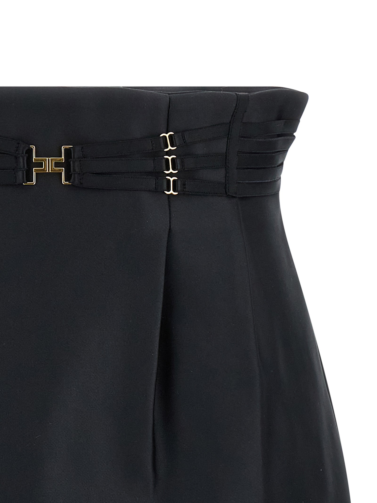 Mini Strap Skirt Black Polyester
