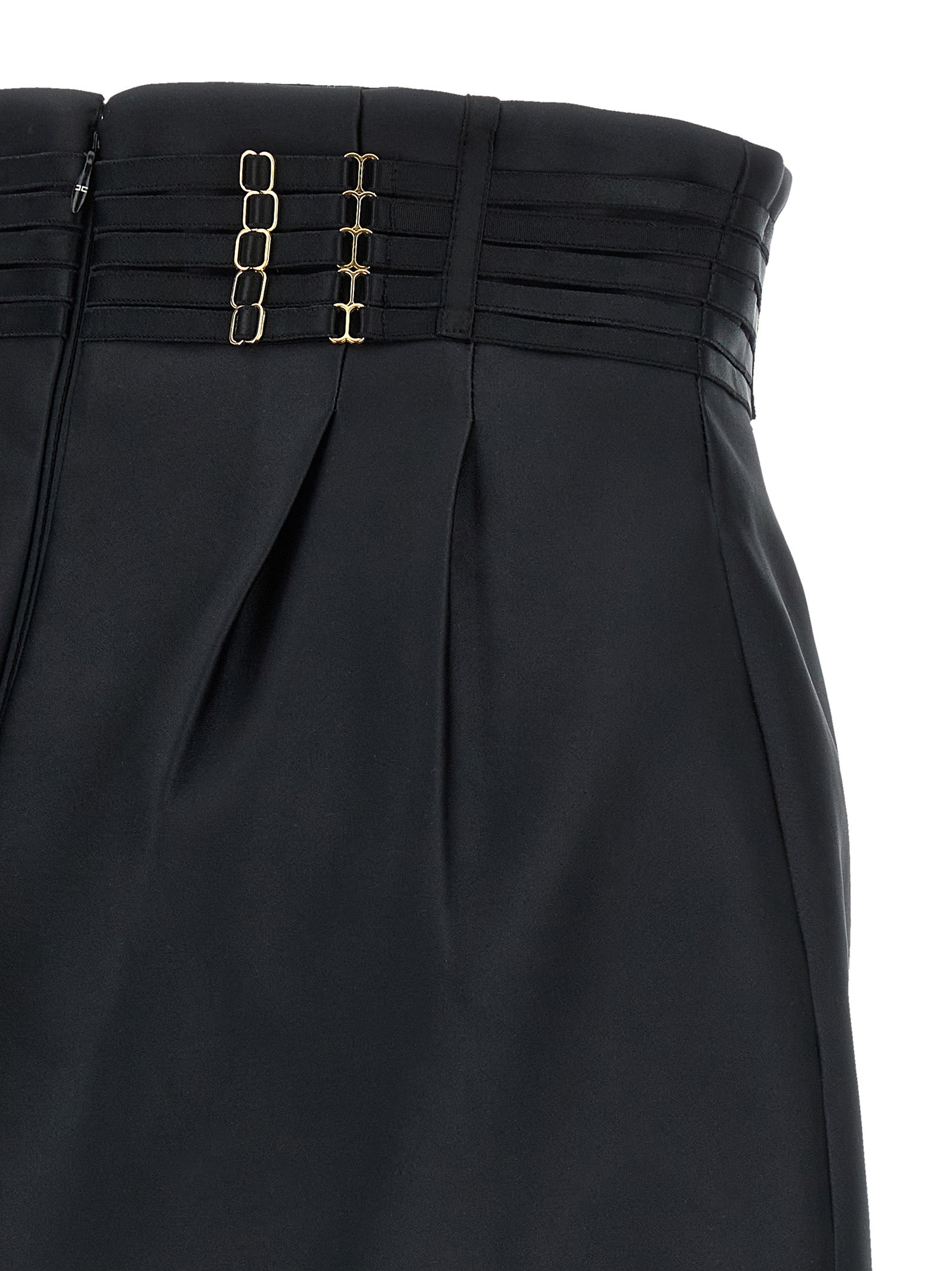 Mini Strap Skirt Black Polyester